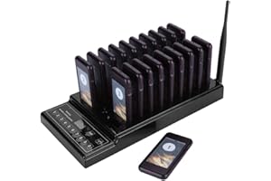 Bewinner Restaurant Pager, Wireless Guest Call System Call System Restaurant Pager 1 Transmitter + 20 Pager 999 Channels Outdoor Call System Coffee Restoration Area-Avoid Long Waits