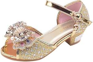 FGUUTYM Mädchen Prinzessin Schuhe Kinder Mary Jane Kristall Für Party Glitzer Pailletten Schulschuhe Prinzessinnenschuhe Brautschuhe Flach Fischmaul Kommunionsschuhe Stöckelschuhe Baby Abendschuhe