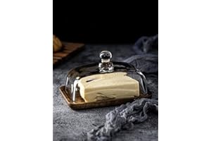 OSKAS Glass Butter Dish with Lid for Countertop,Kitchen Storage Butter Cheese Keeper Holder Container