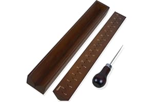 WHEMYREAT 32 cm Holz-Buchbinde-Stanzwiege mit Ahle,buchbin-signatur-stanzwerkzeuge für DIY Buchbinderhandwerk und Nähzubehör,Stanzwiege aus Holz zum Buchbinde-Binder führung,buch binder set,Braun-M