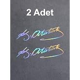 Sticker Usta Atat&uuml;rk Imza Sticker - (2 Adet Mustafa Kemal Atat&uuml;rk Imza 00016 &Ccedil;ok Renkli 20x6 Cm