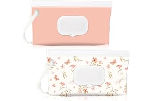Sannix Lot de 2 distributeurs pour lingettes pour bébé, pochette portable rechargeable pour lingettes humides pour bébé, conteneur réutilisable étanche de voyage rose