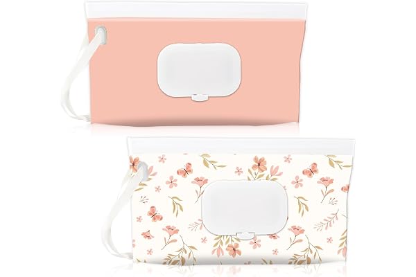 SANNIX Lot de 2 distributeurs de lingettes pour bébé - Portable - Rechargeable - Réutilisable - Étanche - Étui de voyage - Rose