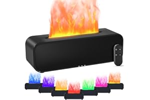 IEEILULU Difusor Aceites Esenciales Flame, Humidificador Aceites Esenciales con Mando a Distancia, 7 Tipos de Luces LED con Temporizador, Ideal para El Hogar La Oficina (Negro)