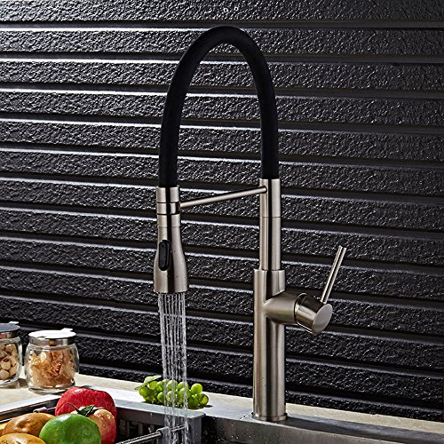 Kunmai Modern Deck Mounted Monobloc 1 Lever Kitchen Mixer Tap Pull Out Spout In Brushed Nickel Black Buy Online In Bahamas At Bahamas Desertcart Com Productid 63917874