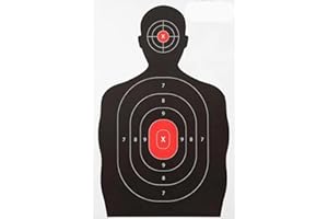 GALICA 50 Pièces - Cibles Silhouette- Grande Taille- 56X36cm- Cible Multi-Zones - Blanc, Noir, Rouge - Pack DE 50 Cibles-