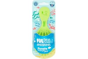 PONETTE Cepillo de Pelo Desenredante Antitirones Infantil Verde Lima, Compacto, Viaje, Plástico Reciclado, Pulpillo, Divertido, Niños, Niñas, Sin Tirones, Reciclable, Marca Española