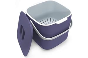 Cnwinu Kosz na odpady organiczne, 4 l, kosz na kompost, mały kosz na śmieci z pokrywką, pojemnik na odpady organiczne z sitkiem, nadaje się do mycia w zmywarce, kompostownik kuchenny na codzienne