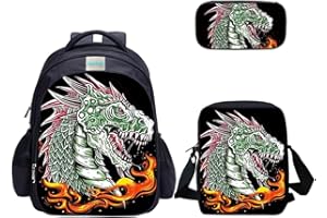 MATMO Dinosaur Backpack and Lunch Bag Set for Boys, Backpack Shoulder Bag Pencil Case, Monster Dinosaur Backpack Set 23-5, Middle, Cartoon