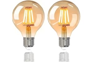 YOUDIAN E27 Screw Bulb,Led Edison Light Bulb, Non-Dimmable Retro E27 Screw Bulb,220V 4W(40W Equivalent) 400 Lumen Warm White 2700K CRI>90,G80 Led Filament Light Bulb,90% Energy Saving（2Pack