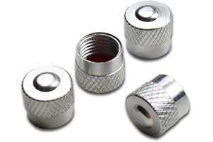 Pitlane Performance® Tapones de Válvula de Aluminio Juego de 4 Tapas para Válvula Schrader Compatibles con Coche, SUV, Moto y Bicicleta; Protección Duradera para Válvulas de Rueda (Plata, Racing)
