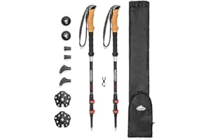Cascade Mountain Tech Trekking Poles - Carbon Fiber Walking or Hiking Sticks with Quick Adjustable Locks (Set of 2)