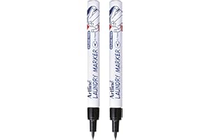 Artline Pack of 2 Laundry Marker Pens (Black). Wash Resistant Fabric Pens Permanent for Clothes & Light Linen, Fast Drying, No Fade After Washing - Genuine Fabric Markers