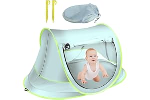 Pop Up Strandzelt,Baby Strand Zelt mit Pool,Tragbar Baby Strandzelt UV-Schutz Baby Sonnenschirm Zelt mit Aufbewahrungstasche,Wasserdichtes Sun Shelter Campingzelt für Picknick Garten (Blau, Klein)