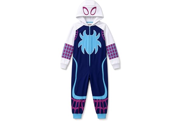 Marvel flickor spökspindel allt-i-ett utklädnad 3D pyjamas med huva för barn fleece pyjamas