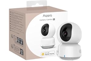 Aqara E1 Telecamera Wi-Fi Interno 2K, HomeKit Secure Video, Visione Notturna, 360° Visuale, Rilevamento IA Persone e Vocale, Audio Bidirezionale, Compatibile con HomeKit, Alexa, Google Home e IFTTT