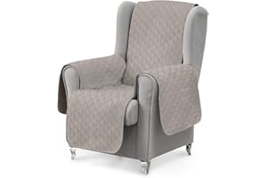 textil-home Funda sofá 1 Plaza Luka, Cubre sofá para sillón Relax y Orejero Protector Acolchado Medida 55 cm. Salva Sofa Reversible, Resistente a Mascotas. Color Marfil.