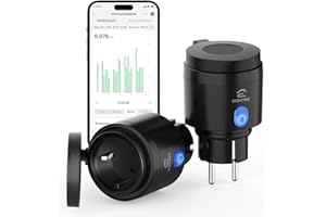 EIGHTREE WLAN Steckdose Outdoor, Zeitschaltuhr Aussenbereich mit Strommessung IP44 Wasserdicht, Smarte Steckdose mit Zeitschaltuhr, Fernbedienung & Sprachsteuerung, Kompatibel mit Alexa & Google Home