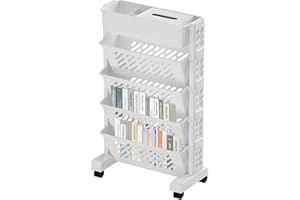 ETESLOT Estantería De Escritorio Móvil Para Aula, Organizador De Almacenamiento De Escritorio Compacto Con Ruedas, Carro De Almacenaje Delgado Para Libros, Carro Rodante Multiusos Para Dormitorio Biblioteca