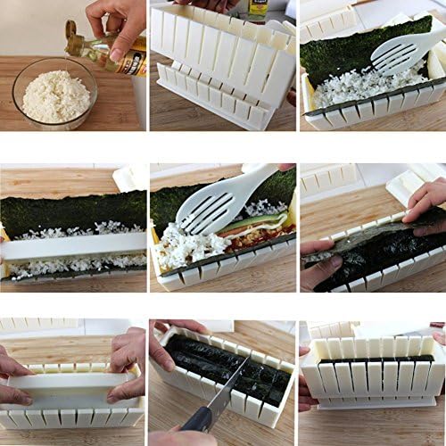 Jo's Online® New Improved Sushi Making Kit - Easy to Use New Improved Shapes 10 Piece Home Sushi Maker DIY | Various Shapes | Great Set to Make Perfect Sushi Even For Beginners! # Ranked 1st