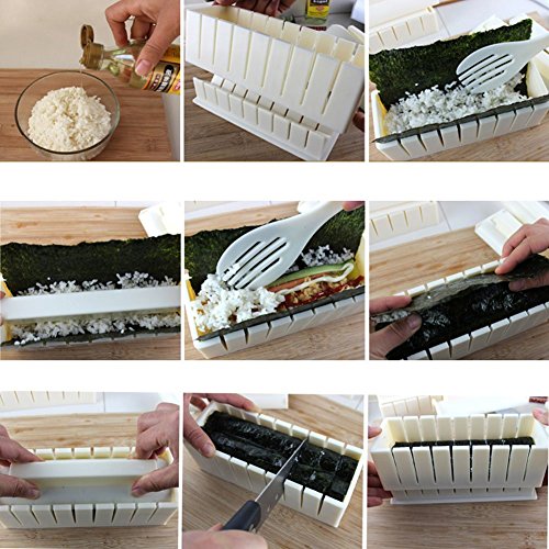 Jo's Online® New Improved Sushi Making Kit - Easy to Use New Improved Shapes 10 Piece Home Sushi Maker DIY | Various Shapes | Great Set to Make Perfect Sushi Even For Beginners! # Ranked 1st