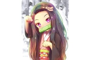 DVBQQWE Bricolage 5D diamant peinture kits, 30 X 40 cm rond plein forage cristal strass broderie point de croix arts artisanat toile pour la décoration murale à la maison （Kamado Nezuko）