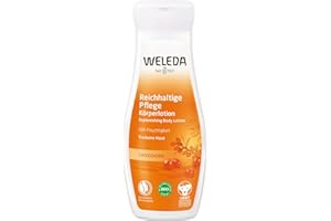 ‎WELEDA WELEDA Bio Sanddorn Bodylotion - Naturkosmetik Körperpflege Lotion mit Arganöl & Sesamöl spendet bis zu 48h intensive Feuchtigkeit. Natürliche Körperlotion zur Pflege von trockener Haut (vegan, 200ml)