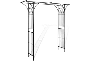 tidyard Rosenbogen Metall Torbogen Garten aus Eisen, Wetterfest, Schwarz, 200 x 52 x 204 cm (B x T x H)