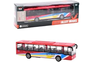EMMEXX OCDSLYGB Toy Bus with Box, Alloy Diecast Pull Back Bus Toy Vehicles, 1:64 Scale Pull-Back Bus, Metal Cars Model,Bus Toy Car Model Pull Back City Bus Kids Gifts