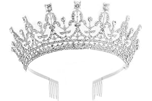 IRUNFAST Silver Rhinestone Crown, Girls Tiara, Crystal Crown Rhinestone with Comb, Tiara for Women Wedding, Suitable for Girl's Birthday Rave Party Prom Holiday Celebration(A)