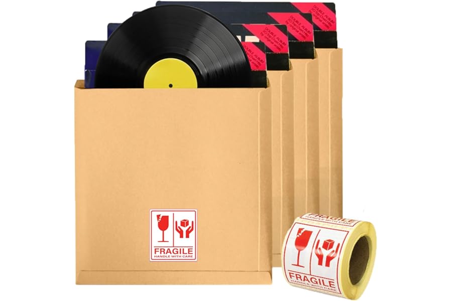 12 Inch Vinyl Record Mailers Postage Packaging LP Cardboard Secure 12" Mailer – Strong & Protective Shipping Boxes (5)