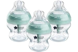 Tommee Tippee Advanced Anti-Colic Baby Bottles for 0m+, Pack of 3 150ml Baby Bottles, with Slow Flow Breast-Like Teat for a Natural Latch, Self-Sterilising and BPA Free, Baby Feeding Essentials