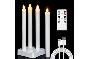 PChero 4-stycken LED-ljus Uppladdningsbara Stavljus med Laddningsstation och Fjärrkontroll
