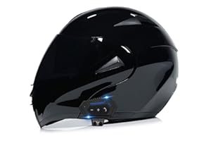 LPXPLP Modular Motorcycle Bluetooth Helmet, Flip Up Motorbike Helmet with Anti-Fog Dual Visor Built-in Dual Speaker Microphone Headset for Men and Women ECE Approvedhat 6, M=(57~58CM)