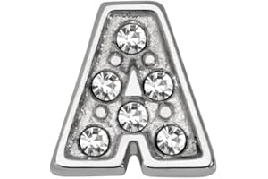 Quiges Floating Living Memory Charm Alpahbet Silver Plated Letter with Cubic Zirconia for Personalised Memory Lockets