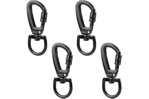 RUMGUG 2 Mosquetones Escalada Resistente, Mosquetón de Aluminio, Mosquetones con Cierre de Resorte para Escalada, Camping, Montañismo, Correas de Perro y Llavero, Negro