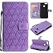 Produktbild Huawei Y9 2018 Hülle, Huawei Y9 2018 Wallet Tasche Brieftasche Schutzhülle, Carols PU Lederhülle Flip Hülle im Bookstyle Cover Schale Stand Ständer Etui Karten Slot Schutzhülle Tasche Wallet Case für Huawei Y9 2018 - Lila