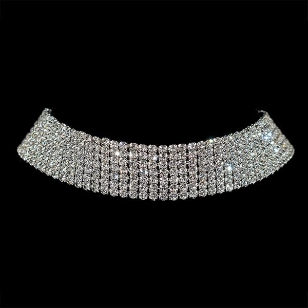 Collana Choker Donna Con Strass - Completo Di Collare Per Matrimonio E Festa - 4 Pezzi