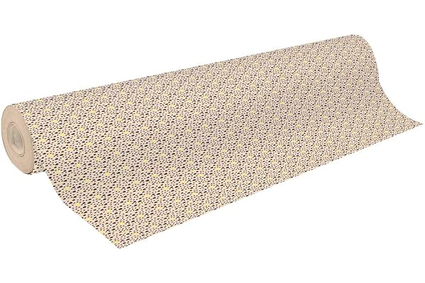 Clairefontaine 223812C - Une Bobine De Papier Kraft Brut Recyclé - Dimensions : 50mx70 cm - 70g - Motif : Pépins Noirs/Jaune Fluo - Papier Recyclé, Idéal pour Emballage Cadeaux, DIY, Loisirs Créatifs