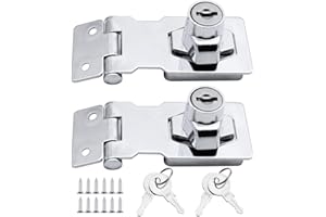 SPTwj 【2 Pack】Lock Hasp Chrome Plated with Padlock and Key 65.5mm Door Bolt Latch Buckle Hardware for Locking Shed Doors Garage Door Cabinets Boxes Furniture etc