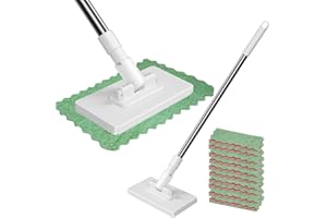 DAILIENFUS NEU Wischmopp mit Druck-Klemm-System: Ohne Händewaschen,1-Knopf-Wechsel, Automatisches Klemmtuch, Bodenwischer mit 10 wiederverwendbaren Mikrofasertüchern für einfache Reinigung