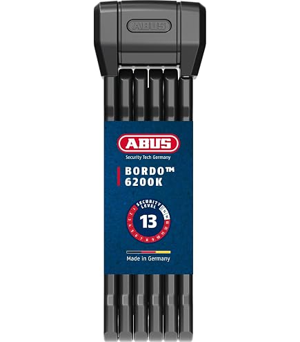 ABUS Faltschloss Bordo Alarm 6000KA SH mit Halterung – Fahrradschloss aus gehärtetem Stahl – mit 100 dB Warnton und XPlus Zylinder – ABUS-Sicherheitslevel 10 – 90 cm lang – Schwarz Sport & Freizeit