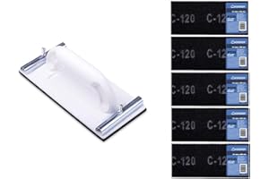 Küssner Handschleifer-Set, 5 Stück Schleifgitterleinen: Länge 28cm, Breite 11,5cm, Korn 120, Schleifklotz mit Metallklemmgriffen: Länge 22cm, Breite 10,5cm, A0180-900512, weiß