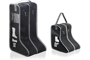 XPAPOV Borsa per stivali da equitazione, 2 paia di tasche portatili, con maniglia, borsa per scarpe da viaggio con cerniera, antipolvere, per stivali corti e alti (Nero)