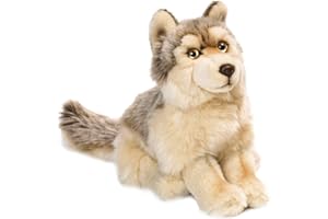 WWF - Peluche Loup - Peluche Réaliste avec de Nombreux Détails Ressemblants - Douce et Souple - Normes CE - Hauteur 25 cm