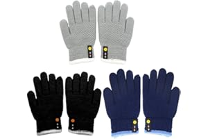 mizikuu Gants Magiques Enfant, 3 Paires Gants Hiver Tricotés Gants full Finger Enfants Chauds mitaines d'hiver Gants Extensibles pour un Usage Quotidien d'Hiver, Garçons Filles Âgées de 4 à 10 Ans