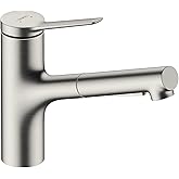 hansgrohe Zesis Modern Mutfak Bataryası 1 Saplı 22,86 cm Uzunluğunda &Ccedil;ıkarılabilir P&uuml;sk&uuml;rt&uuml;c&uuml; 1,75 GPM Paslanmaz &Ccedil;elik G&ouml;r&uuml;n&uuml;