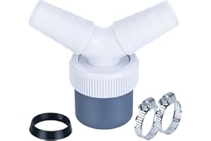 AUAURAINTT Doppelanschluss Y-Adapter für Waschmaschine, DN 40 - Abfluss Adapter für Schlauch Rohr Ø40mm und Eingang Ø18-24mm Geschirrspüler mit Schlauchschelle