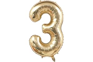 Alaoo Foil Ballons,Numéro 3 Ballons Fête Grands 40pouces,Ballon Anniversaire Pour Femmes Filles Enfants Pour Décoration Fête à Thème Doré Remise Diplôme Baby Shower Célébrations Mariage