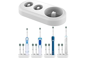 CHOKMAX Soporte para cepillo de dientes eléctrico, base de soporte de repuesto compatible con cepillo de dientes Oral B y 2 cabezales de cepillo de dientes, organizador de cepillos de dientes para